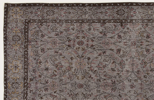 Atina Grey Vintage Wool Handmade Area Rug 6'3" x 8'10"