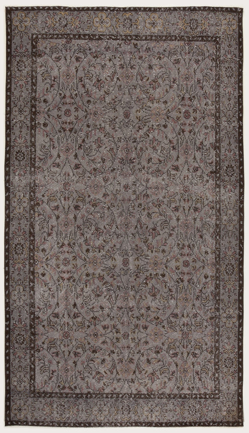 Atina Grey Vintage Wool Handmade Area Rug 6'3" x 8'10"