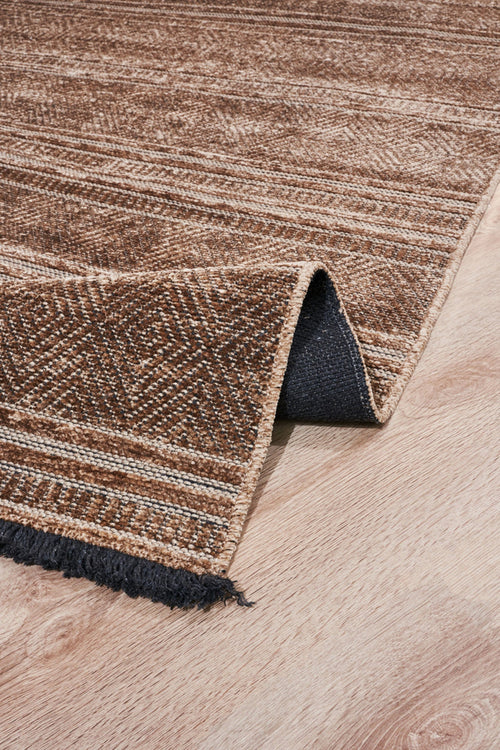 Modern Area Rug – Machine Made Carpet Brown Geometric Style Washable Floor Covering