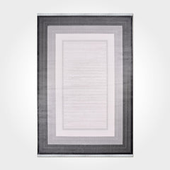 Machine Made Area Rug – Kimberly Grey Frame Rug With 10 mm Pile & Overlocked Edge