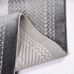 Machine Made Area Rug – Kimberly Grey Frame Rug With 10 mm Pile & Overlocked Edge