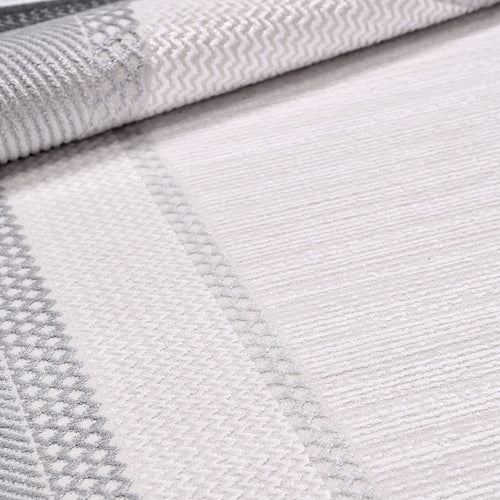 Machine Made Area Rug – Kimberly Grey Frame Rug With 10 mm Pile & Overlocked Edge