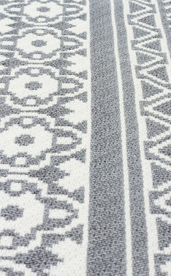 Grey Geometric Kilim Rug – Cotton Woven Washable Double Sided Area Rug