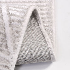 Grey Striped Area Rug – Machine Made Rug With 9 mm Pile Height & Cotton Weft