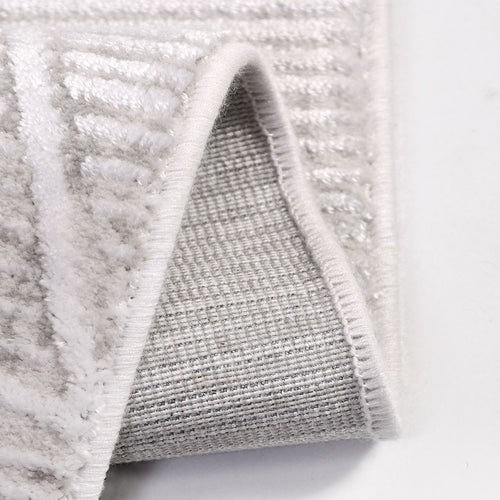 Grey Striped Area Rug – Machine Made Rug With 9 mm Pile Height & Cotton Weft