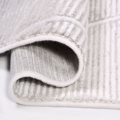 Grey Striped Area Rug – Machine Made Rug With 9 mm Pile Height & Cotton Weft