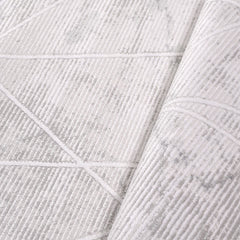 Grey Striped Area Rug – Machine Made Rug With 9 mm Pile Height & Cotton Weft