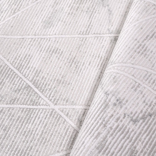 Grey Striped Area Rug – Machine Made Rug With 9 mm Pile Height & Cotton Weft