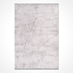 Grey Striped Area Rug – Machine Made Rug With 9 mm Pile Height & Cotton Weft