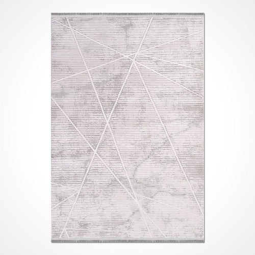 Grey Striped Area Rug – Machine Made Rug With 9 mm Pile Height & Cotton Weft