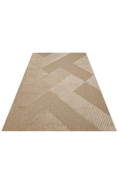 Geometric Wool Rug - Machine Made Brown Flatweave Area Rug With Soft Texture
