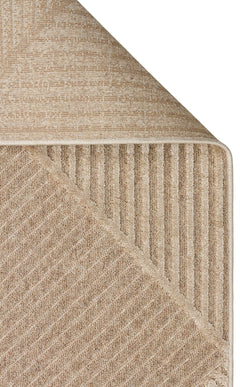 Geometric Wool Rug - Machine Made Brown Flatweave Area Rug With Soft Texture