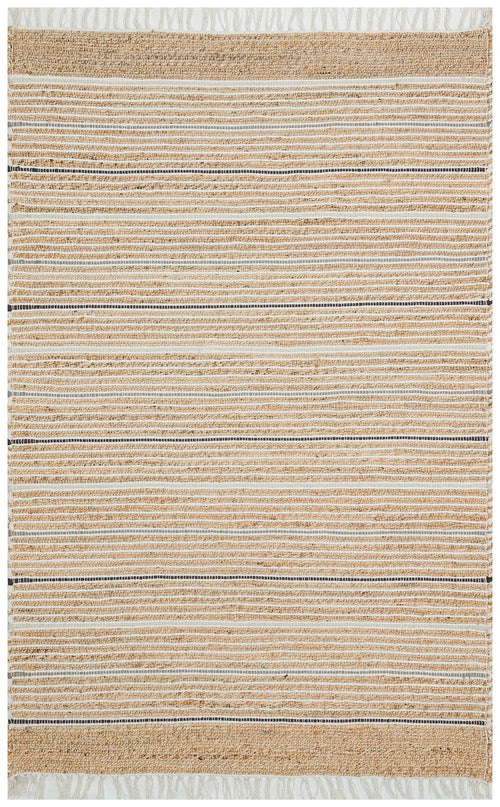 Handmade Jute Rug - Beige Striped Natural Jute Carpet With Soft Texture