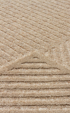 Geometric Wool Rug - Machine Made Brown Flatweave Area Rug With Soft Texture