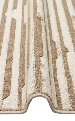 Wool Viscose Area Rug – Machine Made Rug | Geometric Brown Cream Flatweave Carpet