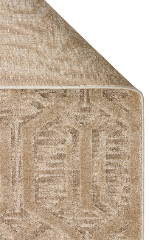 Geometric Wool Area Rug – Machine Made Brown Flatweave Carpet With Soft Texture