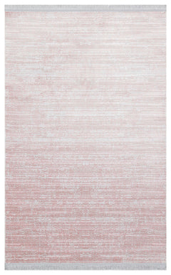Pink Striped Area Rug - Machine Made Washable Non Slip Flatweave Carpet