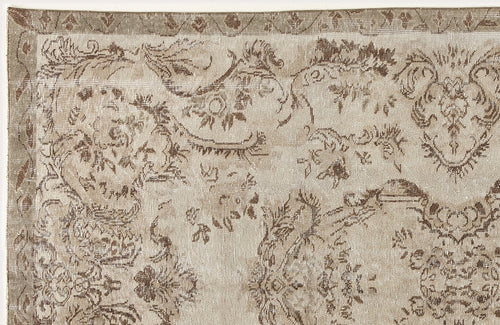 Atina Beige Vintage Wool Handmade Area Rug 5'3" x 8'9"