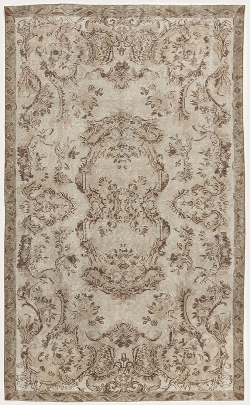 Atina Beige Vintage Wool Handmade Area Rug 5'3" x 8'9"