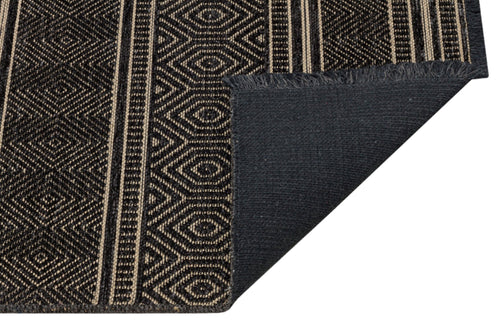 Machine Made Area Rug – Anthracite Geometric Cotton Yarn Carpet for Living Room