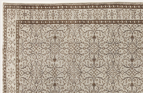 Atina Beige Vintage Wool Handmade Area Rug 5'1" x 8'9"