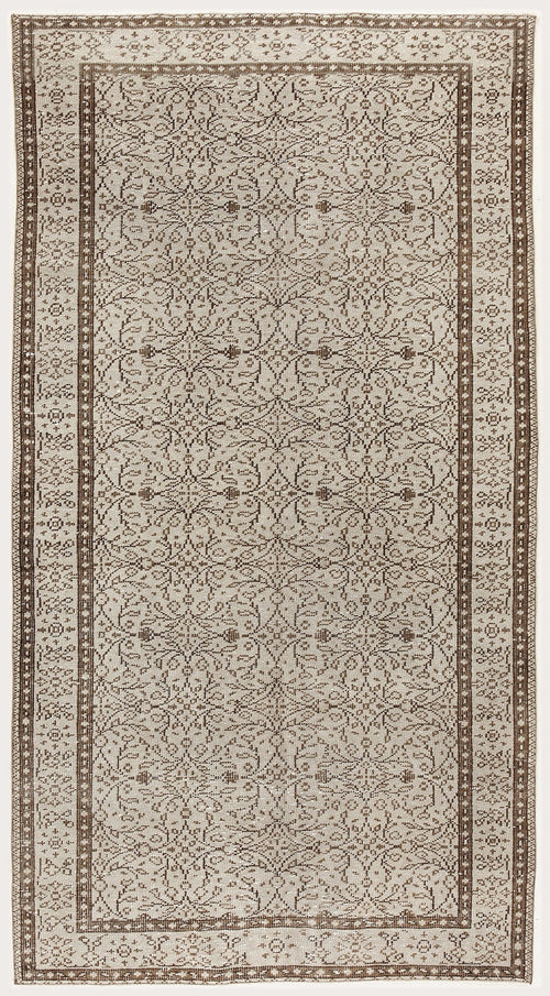Atina Beige Vintage Wool Handmade Area Rug 5'1" x 8'9"