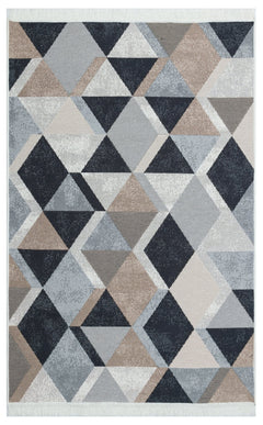 Cotton Kilim Rug – Beige Geometric Modern Washable Double Sided Area Carpet