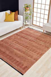 Modern Area Rug - Orange Machine Made Rug with Cotton Yarn for Living Room
