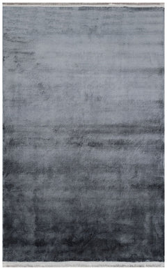 Como Anthracite Modern Flat Viscose Ushak Rug