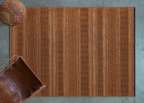 Modern Area Rug - Orange Machine Made Rug with Cotton Yarn for Living Room