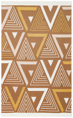 Cotton Kilim Rug - Beige Zigzag Modern Woven Double Sided Washable Rug