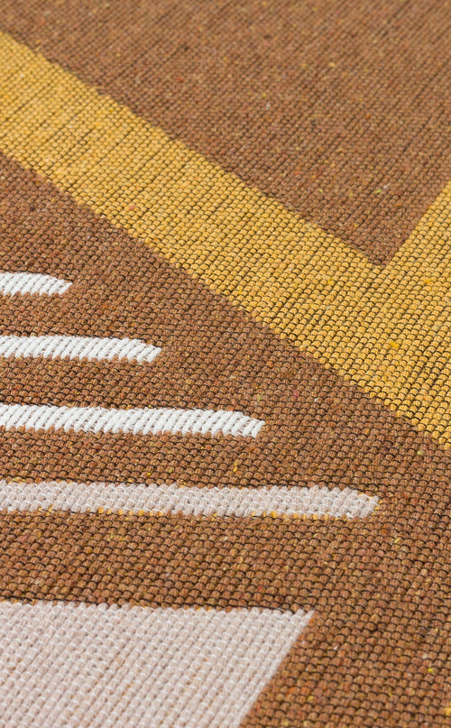 Cotton Kilim Rug - Beige Zigzag Modern Woven Double Sided Washable Rug