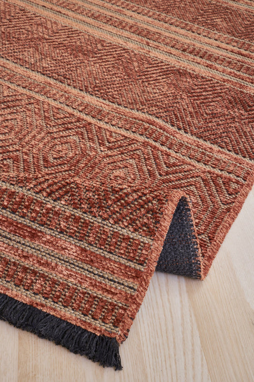 Modern Area Rug - Orange Machine Made Rug with Cotton Yarn for Living Room