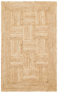 Handmade Jute Rug – Beige Geometric Natural Fiber Flatweave Carpet for Living Room