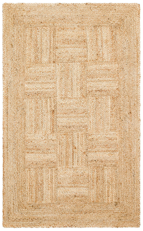 Handmade Jute Rug – Beige Geometric Natural Fiber Flatweave Carpet for Living Room