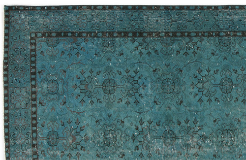 Atina Turquoise Vintage Wool Handmade Area Rug 4'10" x 9'5"