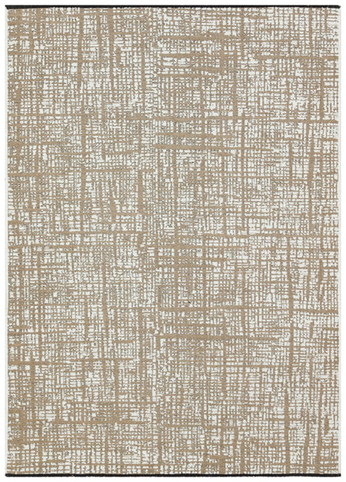 Beige Geometric Area Rug – Machine Made Rug with Cotton Yarn Carpet for Living Room