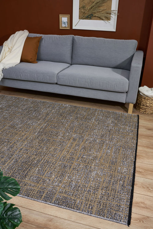 Modern Machine Made Rug – Brown Area Rug With Cotton Yarn & Floor Insulation