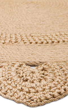 Modern Jute Rug - Beige Round Knit Rug With Soft Texture & Easy Clean