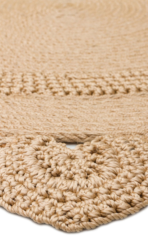 Modern Jute Rug - Beige Round Knit Rug With Soft Texture & Easy Clean