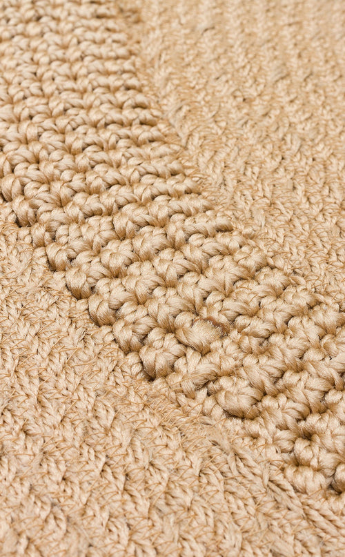 Modern Jute Rug - Beige Round Knit Rug With Soft Texture & Easy Clean