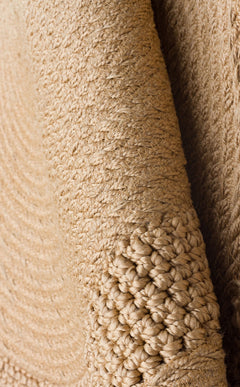 Modern Jute Rug - Beige Round Knit Rug With Soft Texture & Easy Clean