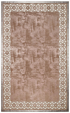 Modern Leather Rug - Bronze Artificial Leather Carpet with Shiny Embroidery