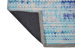 Blue Geometric Area Rug - Cotton Chenille Digital Print Carpet by Pia Monte