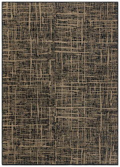 Modern Area Rug - Machine Made Brown Black Woven Cotton Carpet for Living Room