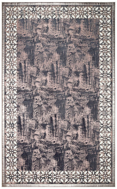 Modern Leather Rug – Blue Artificial Leather Carpet with Shiny Border & Anti Slip