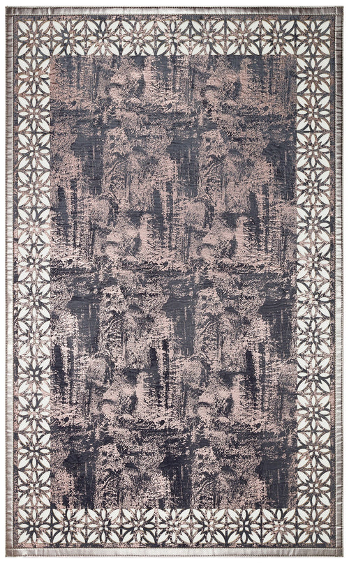 Modern Leather Rug – Blue Artificial Leather Carpet with Shiny Border & Anti Slip