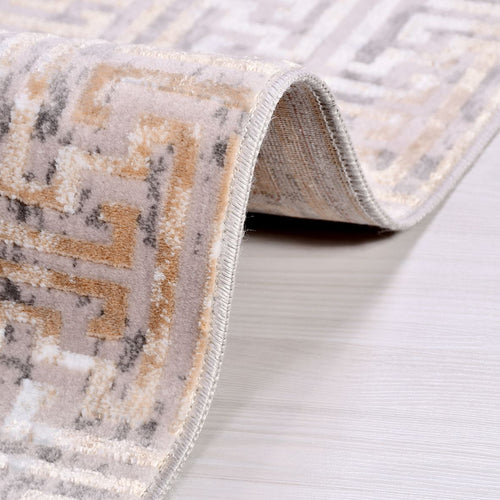 Geometric Area Rug – Machine Made Cream Beige Rug With 6mm Pile Height