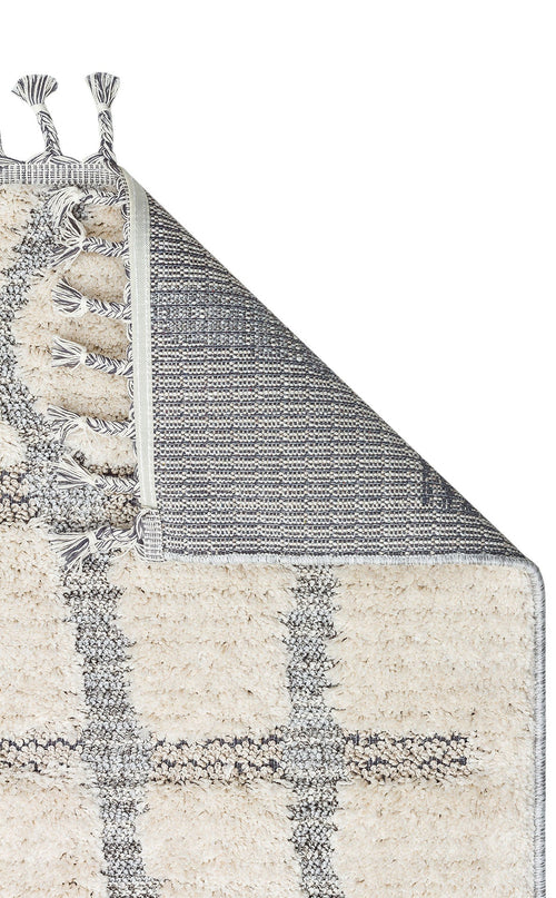 Cream Geometric Area Rug - Machine Made Rug With Soft Texture & Non Slip