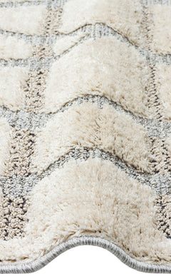 Cream Geometric Area Rug - Machine Made Rug With Soft Texture & Non Slip